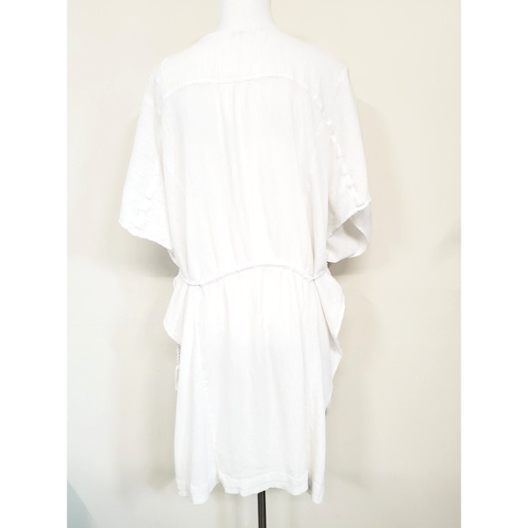 Free People Dress Womens Xs Oversized SHIFT White Mini Beach Cover-Up Tassels - Picture 6 of 14